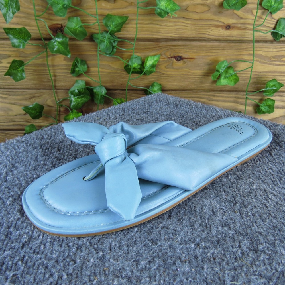 Time & Tru Light Blue Knot Strap Thong Sandals Women's Size 9 Casual Comfort